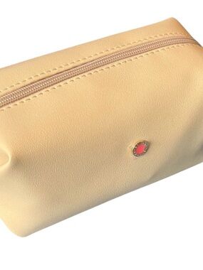 Bulgari Beige Cosmetic Pouch with Pink Emblem